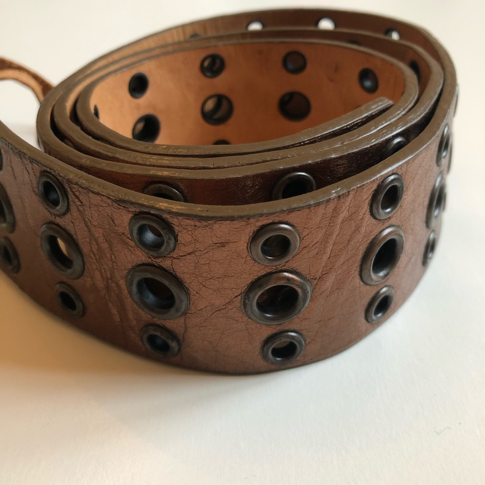 Copper Metallic Riveted Genuine Leather Belt | Medium 39 | Unisex - Picture 2 of 6